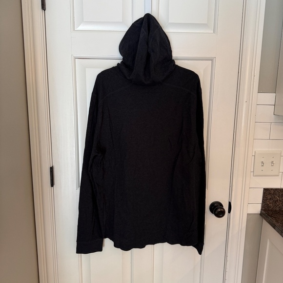 Vince Raw Edge Ribbed Hoodie In Black 45665 - Picture 6 of 9